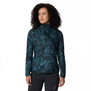 Mountain Hardwear Kor Preshell Pullover, navy/aqua burst pattern, large